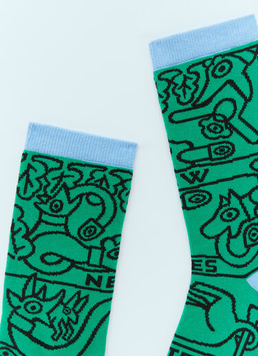Walter Van Beirendonck 뉴 아이즈 양말 그린 wlt0154038