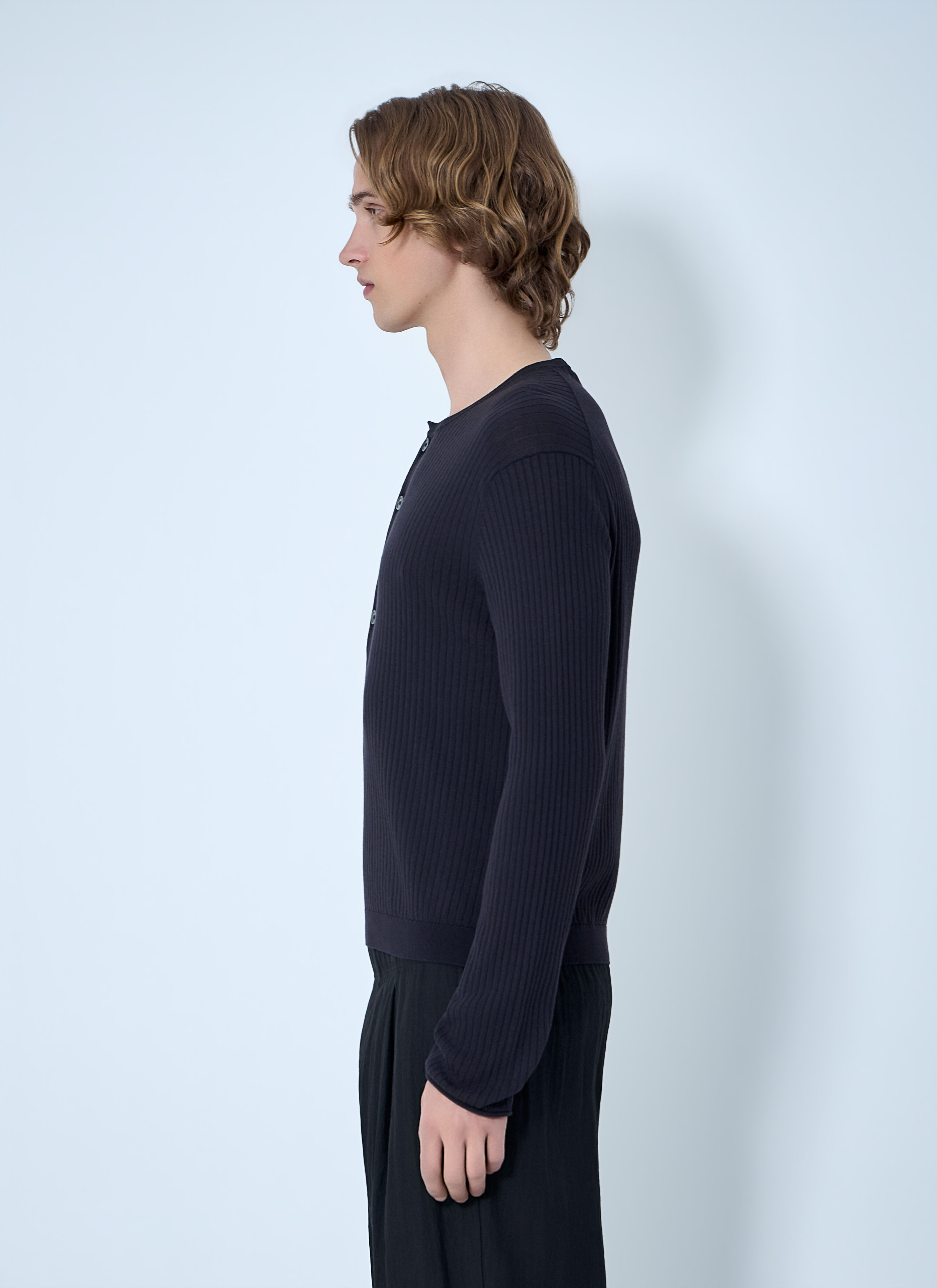 Our Legacy Men's' Fine Knit Cotton Crepe Henley in Black | LN-CC®