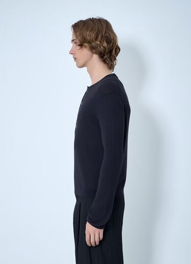 Fine Knit Cotton Crepe Henley Our Legacy Fine Knit Cotton Crepe Henley Black our0164025