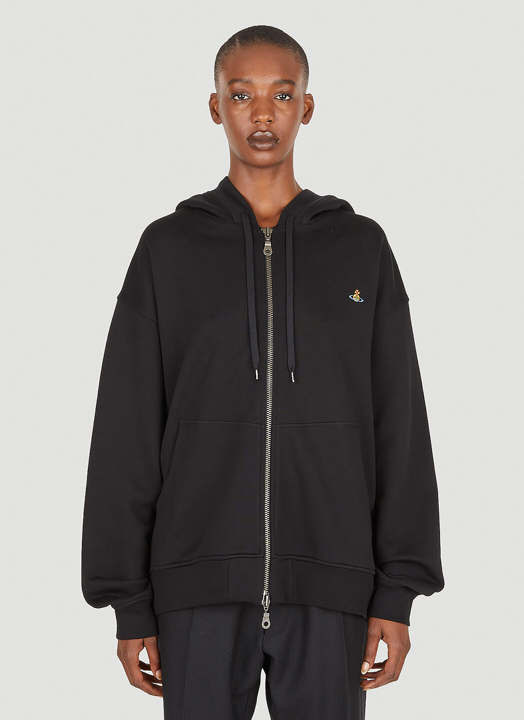 Vivienne Westwood Rugged Zip Hooded Sweatshirt in Black LN CC