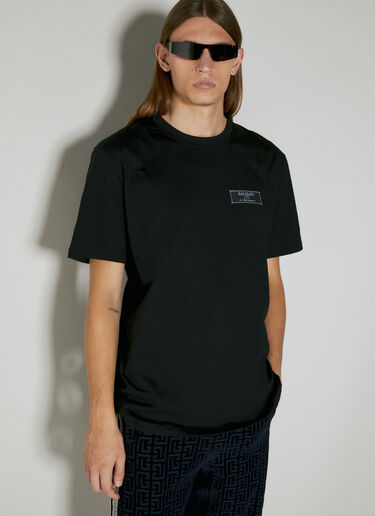 Balmain 로고 패치 티셔츠 블랙 bln0154001