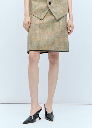 Bottega Veneta Prince Of Wales Midi Skirt Brown bov0259009