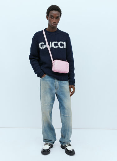 Gucci Wool Logo Intarsia Sweater Navy guc0154009