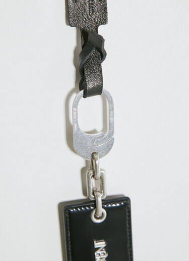 Saint Laurent Logo Plaque Leather Keyring Black sla0154046