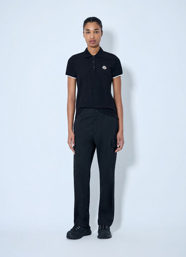 Moncler Piqué Polo Shirt with Logo Badge Black mon0265097
