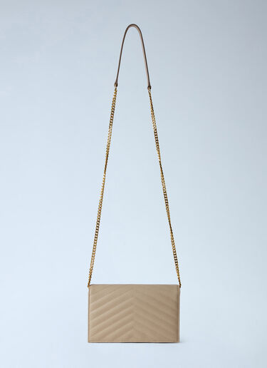 LN-CC® - Saint Laurent: Cassandre Envelope Chain Wallet In Grain De Poudre Leather - Beige Saint Laurent Cassandre Envelope Chain Wallet In Grain De Poudre Leather Beige sla0265099