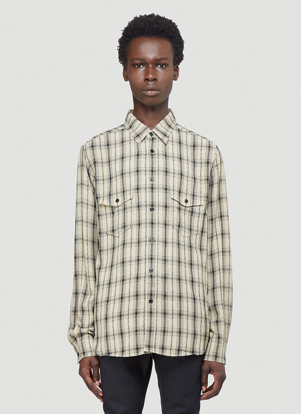 Saint laurent sale checked shirt