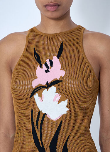 Marni Floral Intarsia Knit Top Camel mni0264005