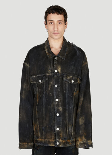 Balenciaga Destroyed Denim Jacket Black bal0152041
