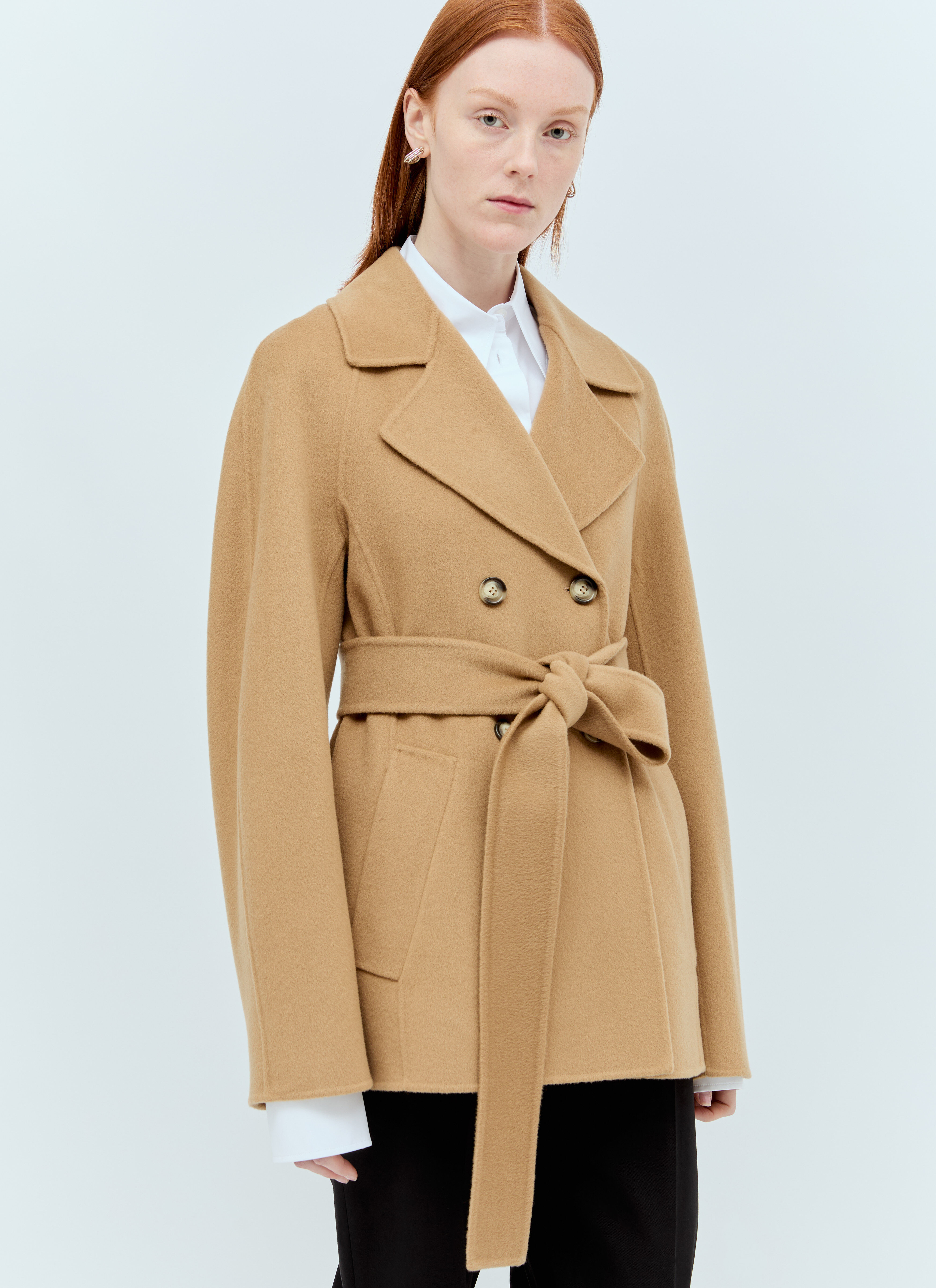 Sportmax Wool-And-Cashmere-Blend Coat White spx0256003