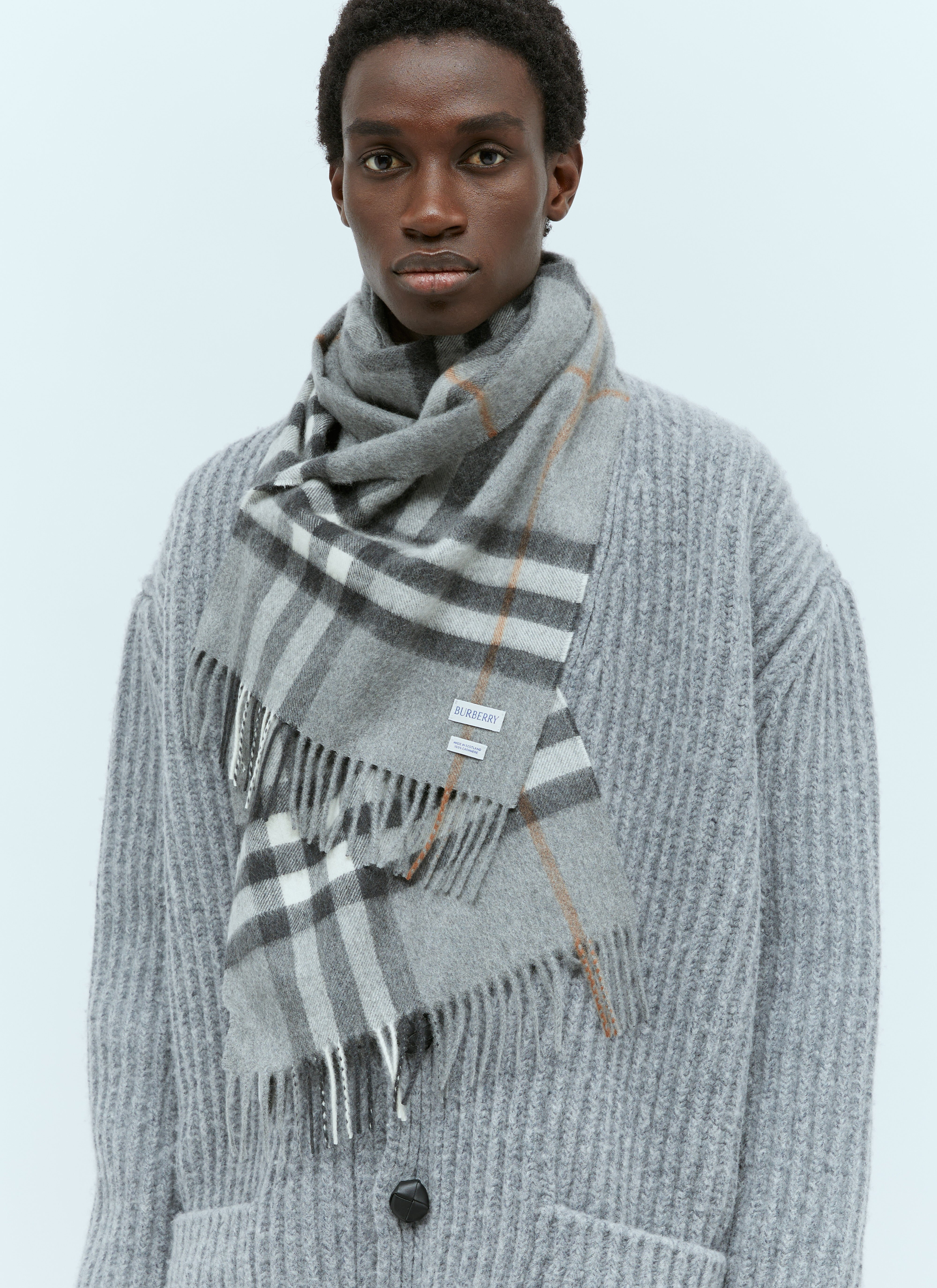 Acne Studios Giant Check Cashmere Scarf Brown acn0355012