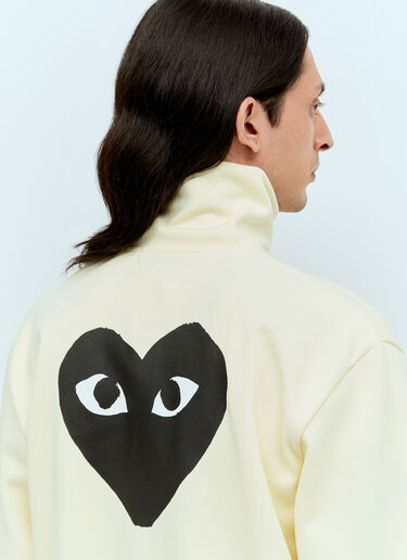 Comme Des Garçons PLAY 徽标贴饰拉链运动衫  米色 cpl0355026