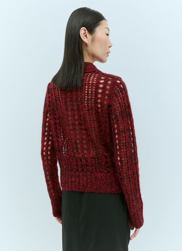 GANNI Mohair Lace Polo Sweater Red gan0255032