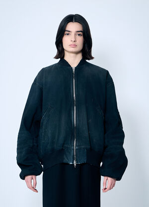 Balenciaga Distressed Bomber Jacket Black bal0259003