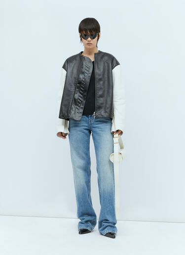 Jil Sander 대조적인 소매 가죽 재킷 블랙 jil0254001
