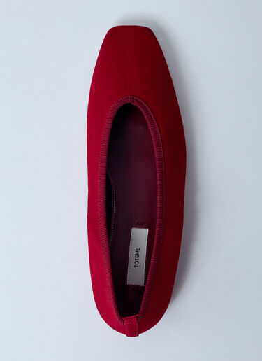 TOTEME Minimalist Suede Ballerina Flats Red tot0260019