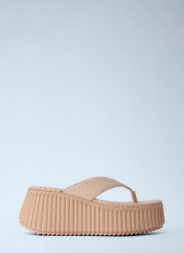 Chloé Nama Wedge Sandals Beige chl0264033