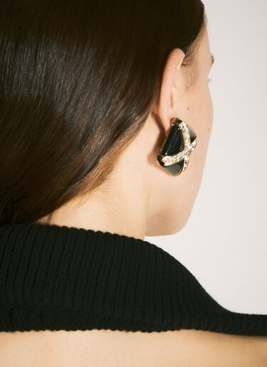 Saint Laurent Crystal Cross Earrings Black sla0258058
