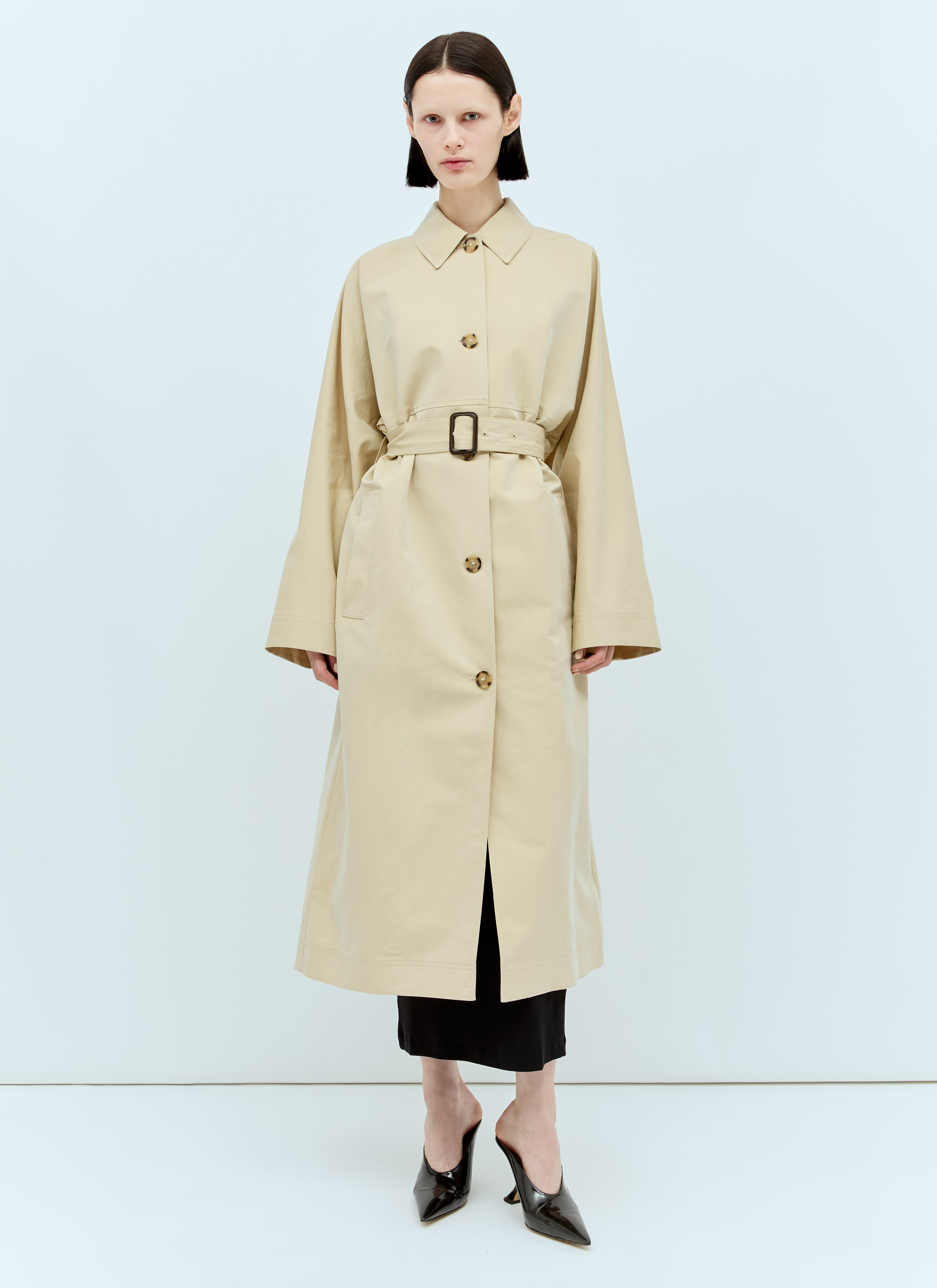 Our Legacy Tumbled Cotton-Silk Trench Coat Blue our0257008