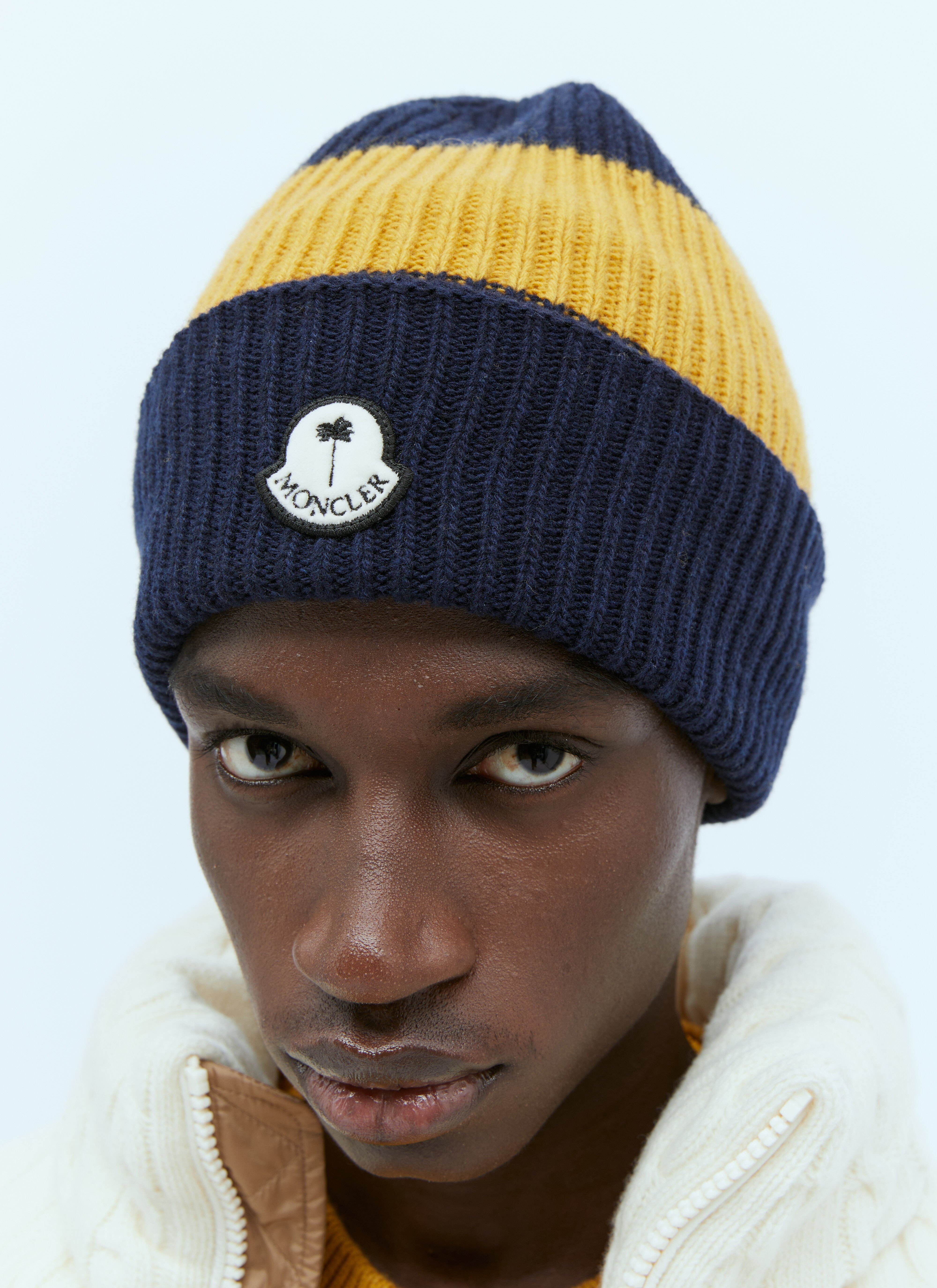 Moncler striped beanie sale