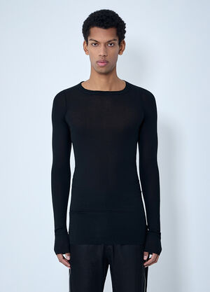 Rick Owens Ribbed Long Sleeve Top Black ric0163024