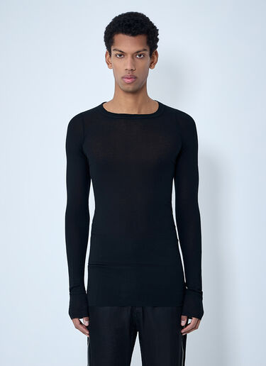 Rick Owens Ribbed Long Sleeve Top Black ric0163024