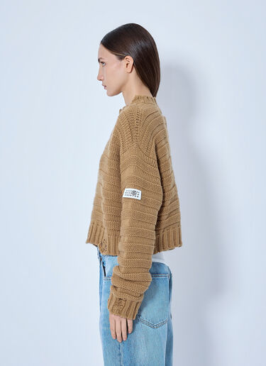 MM6 Maison Margiela Ribbed Knit Sweater Brown mmm0265006