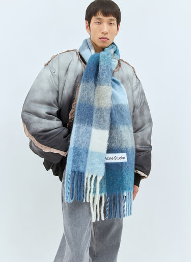 Acne Studios Mohair Checked Scarf Blue acn0157042