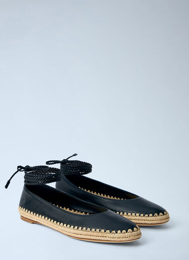 Max Mara Leather Espadrille Flats Black max0264047