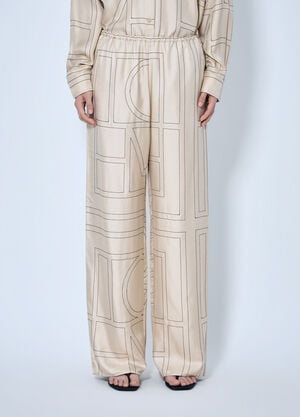 Toteme Monogram Silk Pj Pants Cream tot0265043