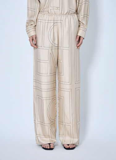LN-CC® - Toteme: Monogram Silk Pj Pants - Cream Toteme Monogram Silk Pj Pants Cream tot0265043