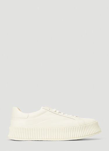 Jil Sander 罗纹鞋底皮革运动鞋 白 jil0143057