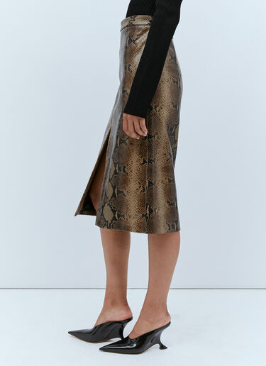 KHAITE 蛇纹压花皮革半身裙 棕色 kha0253008