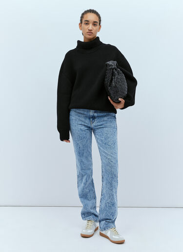 KHAITE Landed High Neck Knit Sweater Black kha0253014