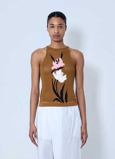 Marni Floral Intarsia Knit Top Camel mni0264005