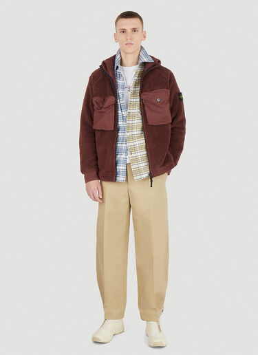 Stone Island 후드 플리스 재킷 브라운 sto0145063