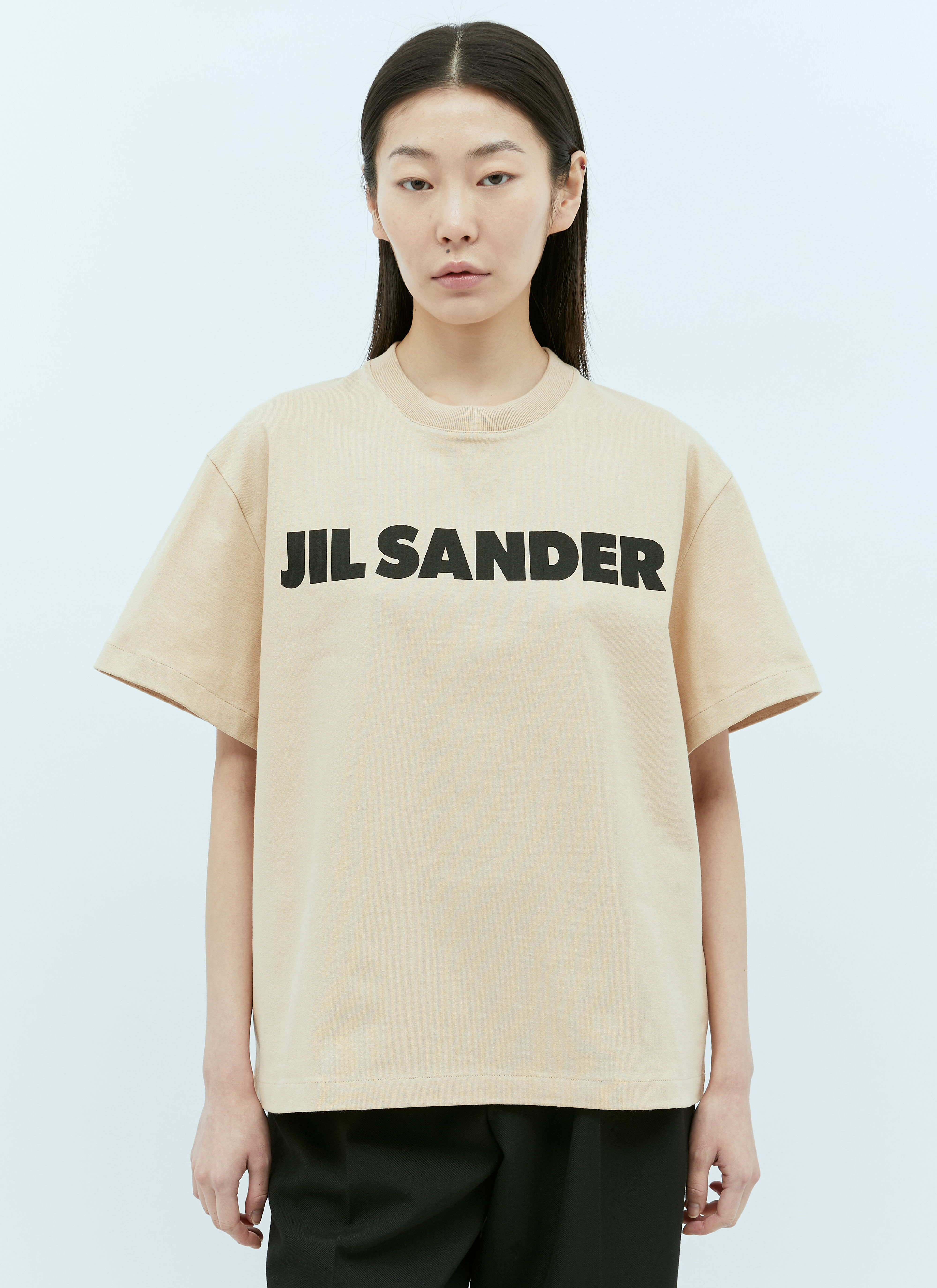 Jil Sander 로고 프린트 티셔츠 화이트 jil0256004