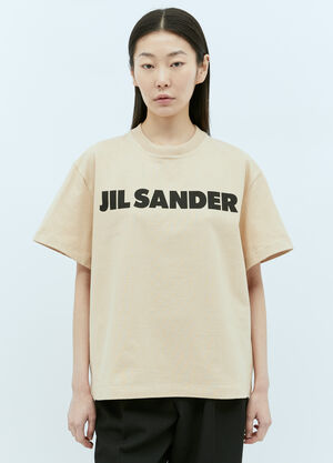 Jil Sander Logo Print T-Shirt Beige jil0256001