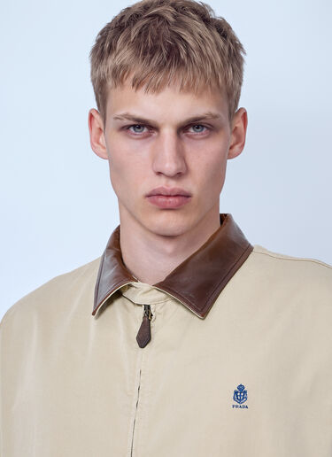 LN-CC® - Prada: Zip-Up Jacket with Contrast Collar - Beige Prada Zip-Up Jacket with Contrast Collar Beige pra0166201