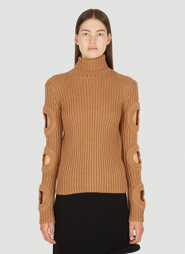 JW Anderson Cut-Out Sleeve Roll Neck Sweater Camel jwa0249022