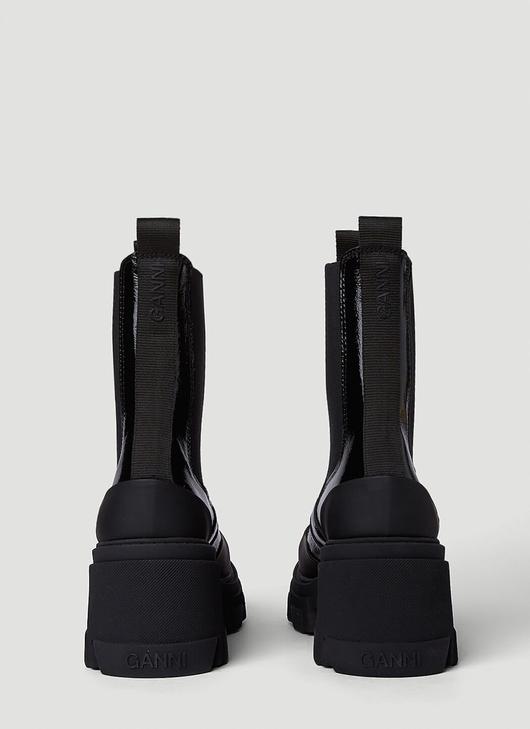 GANNI Cleated Heeled Mid Chelsea Boots in Black LN CC