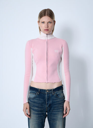 Balenciaga Zip-Up Human Being Hooded Sweatshirt Pink bal0260015