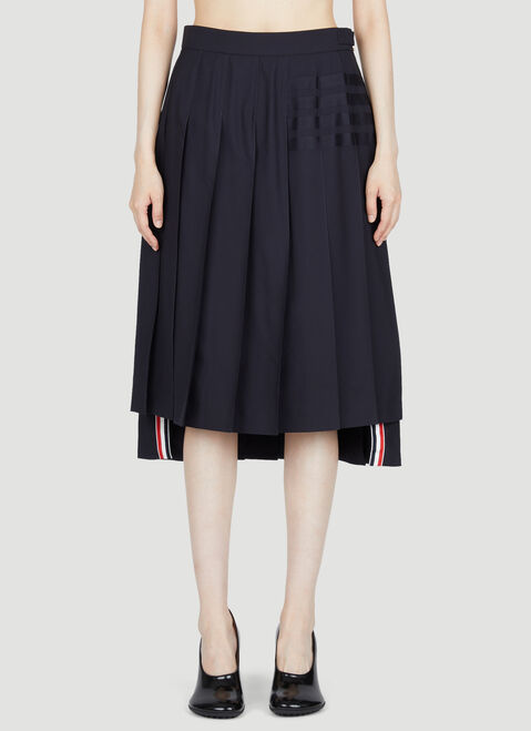 Thom Browne Four Bar Pleated Wool Midi Skirt White thb0253021