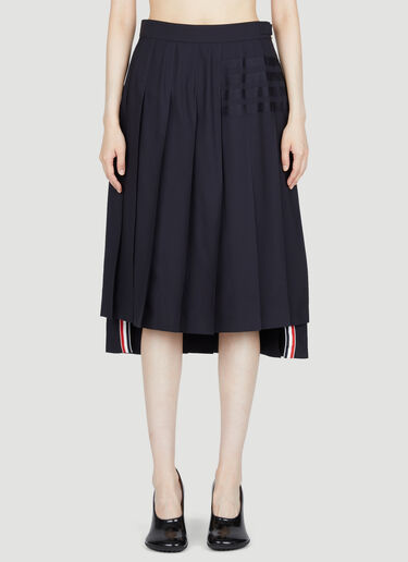 Four Bar Pleated Wool Midi Skirt Thom Browne Four Bar Pleated Wool Midi Skirt Navy thb0253024