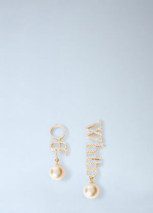 Off-White Strass And Pearl Logo Earrings Gold ofw0260017