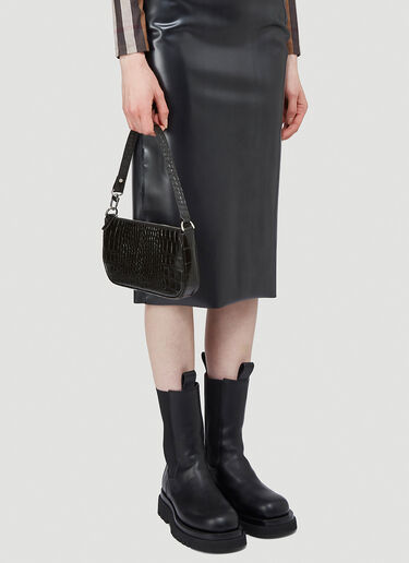 BY FAR Rachel Crocodile Embossed Shoulder Bag Black byf0242002