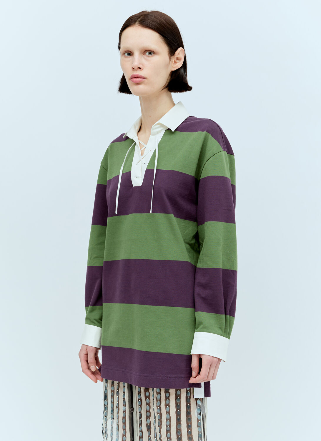 Shop Dries Van Noten Striped Polo Shirt In Purple