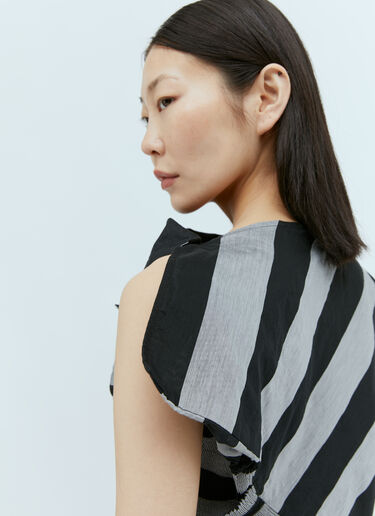アシンメトリー ストライプ トップス Issey Miyake アシンメトリー ストライプ トップス ブラック ism0254003