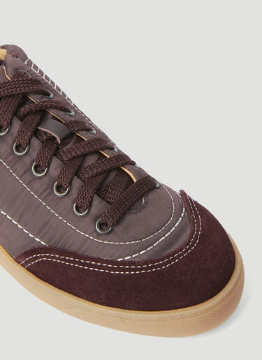 Dries Van Noten 퀼팅 마감 로우 탑 스니커즈 버건디 dvn0255007