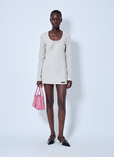 Miu Miu Stretch Poplin Mini Dress Cream miu0266056